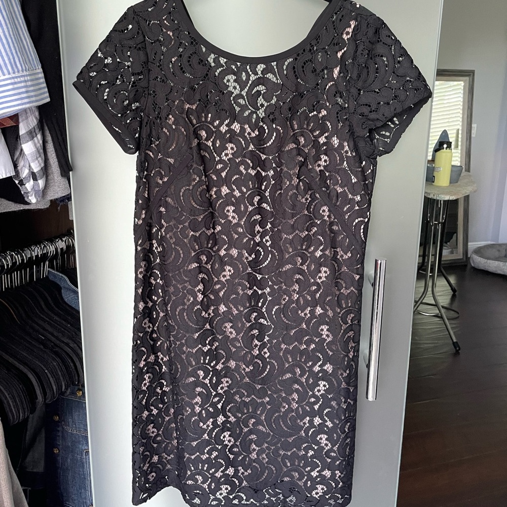 Loft | Black Lace Shift Dress